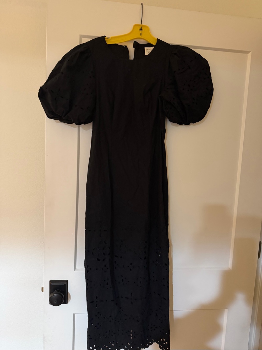HEMANT & NANDITA NWT black puff sleeve eyelet dress